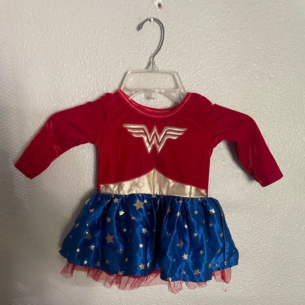 MARVEL “WONDER WOMAN” toddler super hero Halloween dress costume size 6-12M - Picture 3 of 10